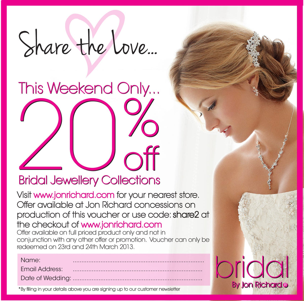 Brides! Join our Share The Love Event with 20% off all Bridal jewellery