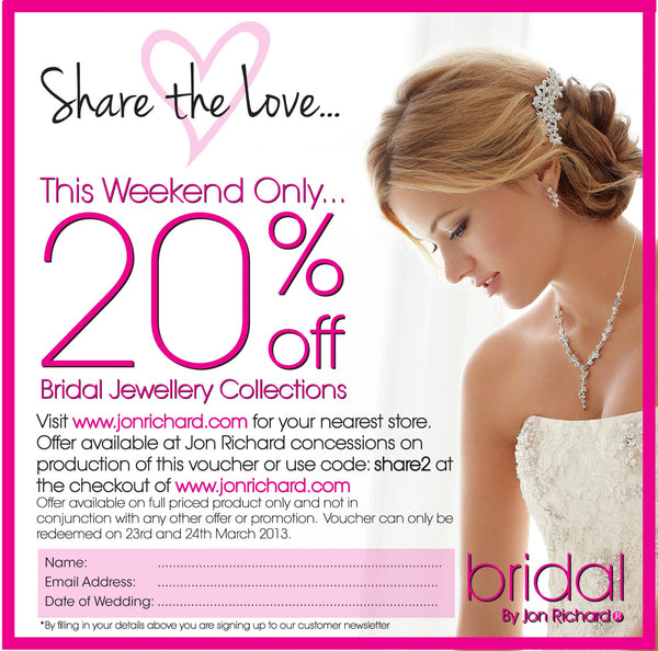 Brides! Join our Share The Love Event with 20% off all Bridal jewellery