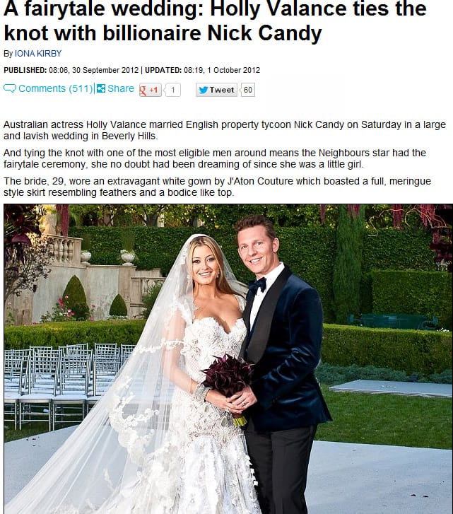Congratulations to Holly Valance and Nick Candy!