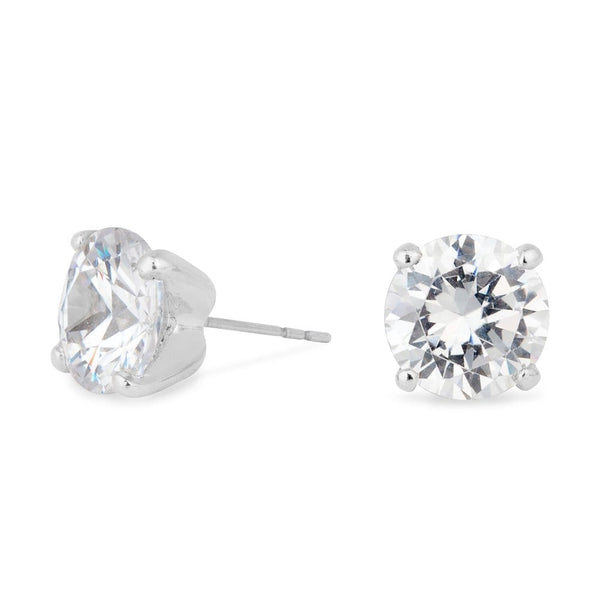 Silver Plated 10mm Cubic Zirconia Round Stud Earring