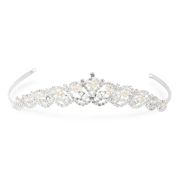 Clio Raised Diamond Pearl Tiara -  Gift Pouch