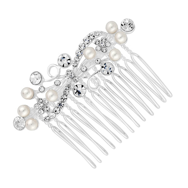 Serena Pearl And Crystal Swirl Comb