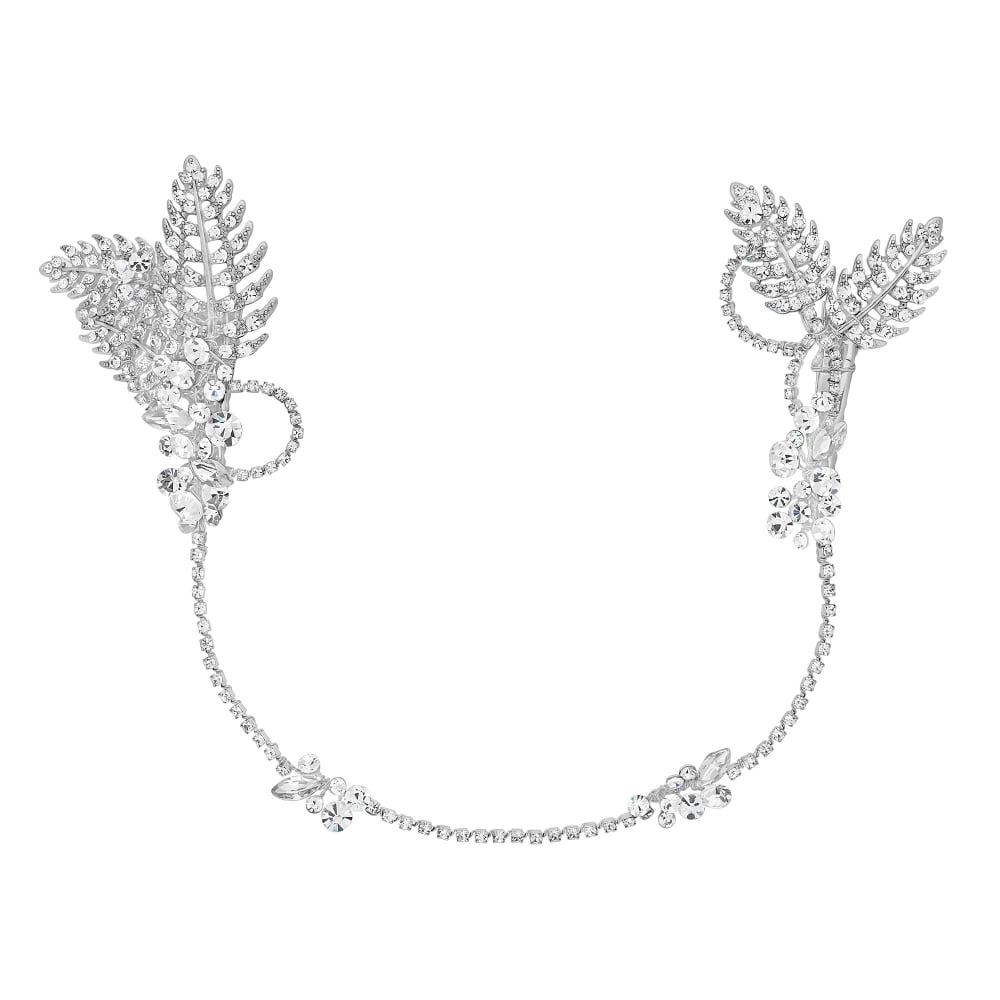 Maia Leaf Crystal Double Wrap Around Comb Gift Pouch