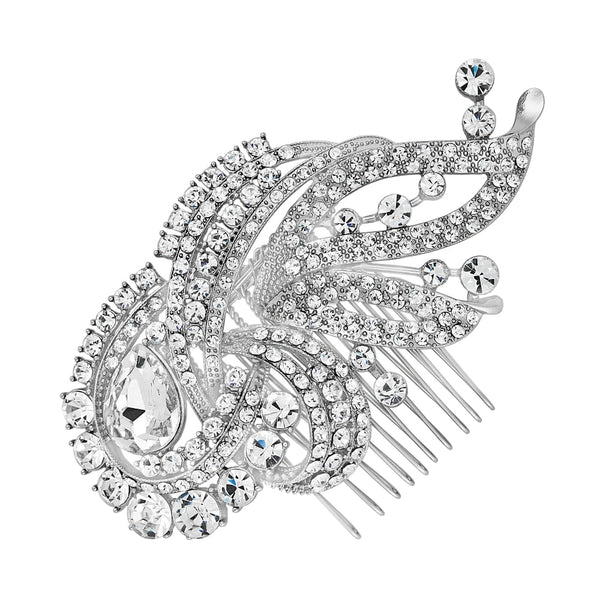 Silver swirl statement hair comb