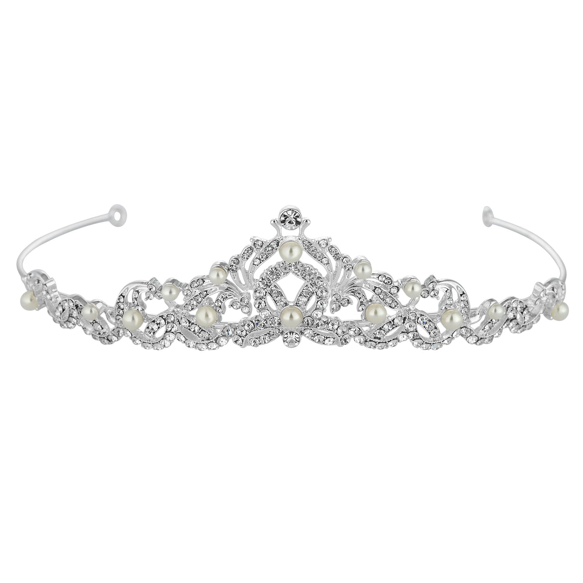 Silver Pearl And Crystal Isabella Swirl Tiara - Gift Pouch