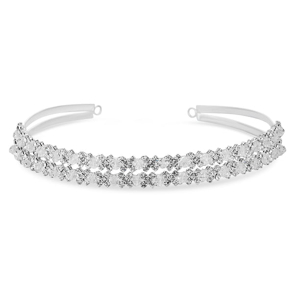 Silver Crystal And Bead Headband - Gift Pouch
