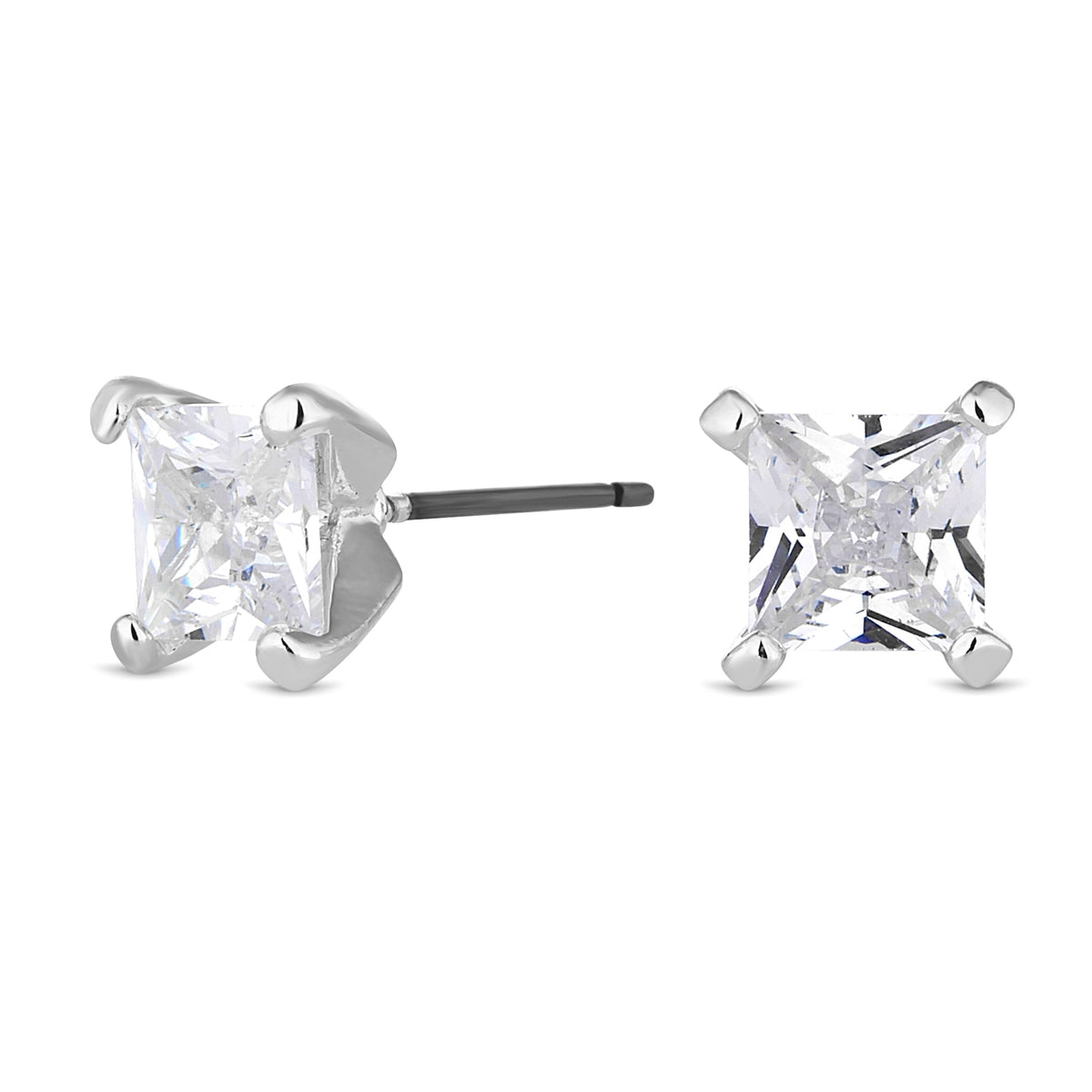 Plated 6mm Square Stud Earring