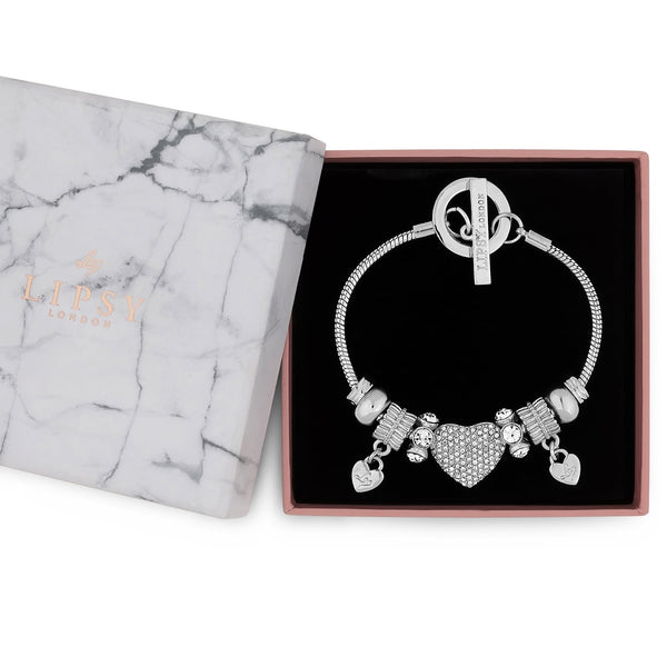 Silver Crystal Pave Charm Gift Bracelet