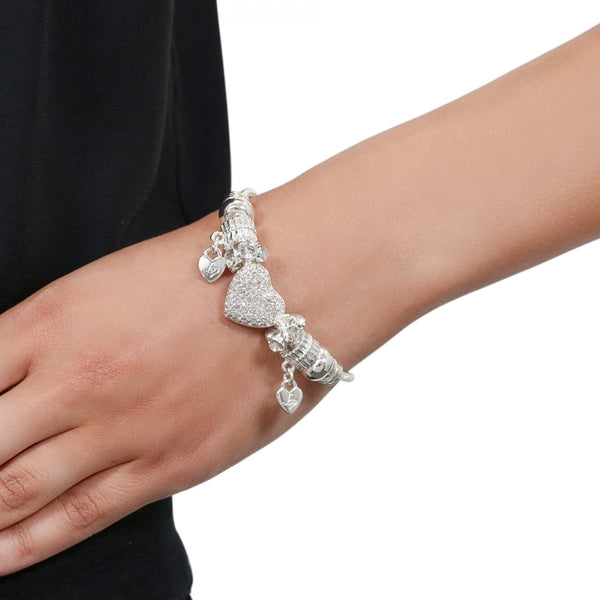Silver Crystal Pave Charm Gift Bracelet