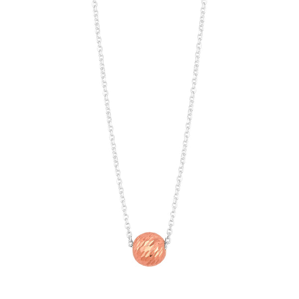 14ct Rose Gold Plated Sterling Silver 925 Diamond Cut Ball Necklace