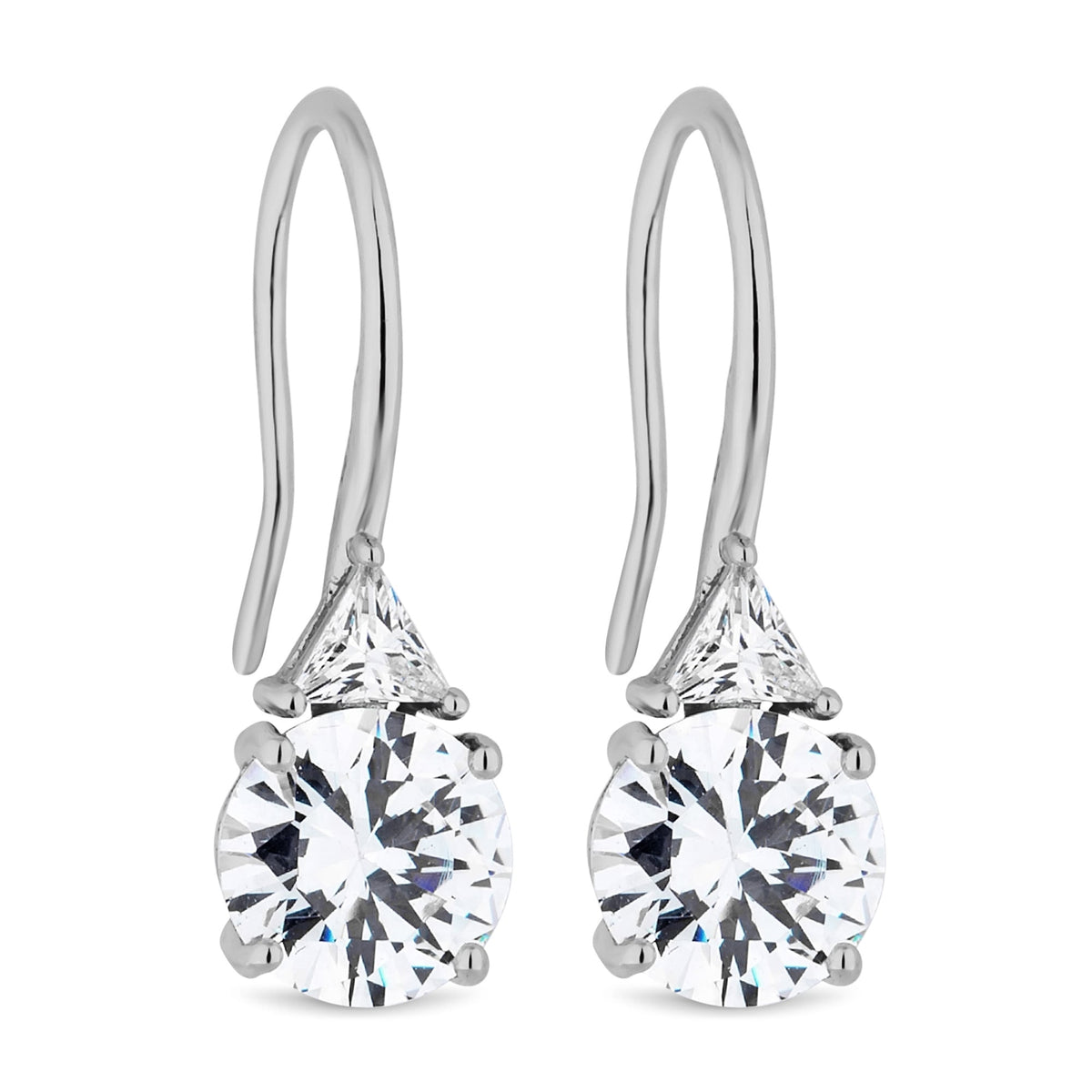 Silver Plated Cubic Zirconia Drop Hook Earring