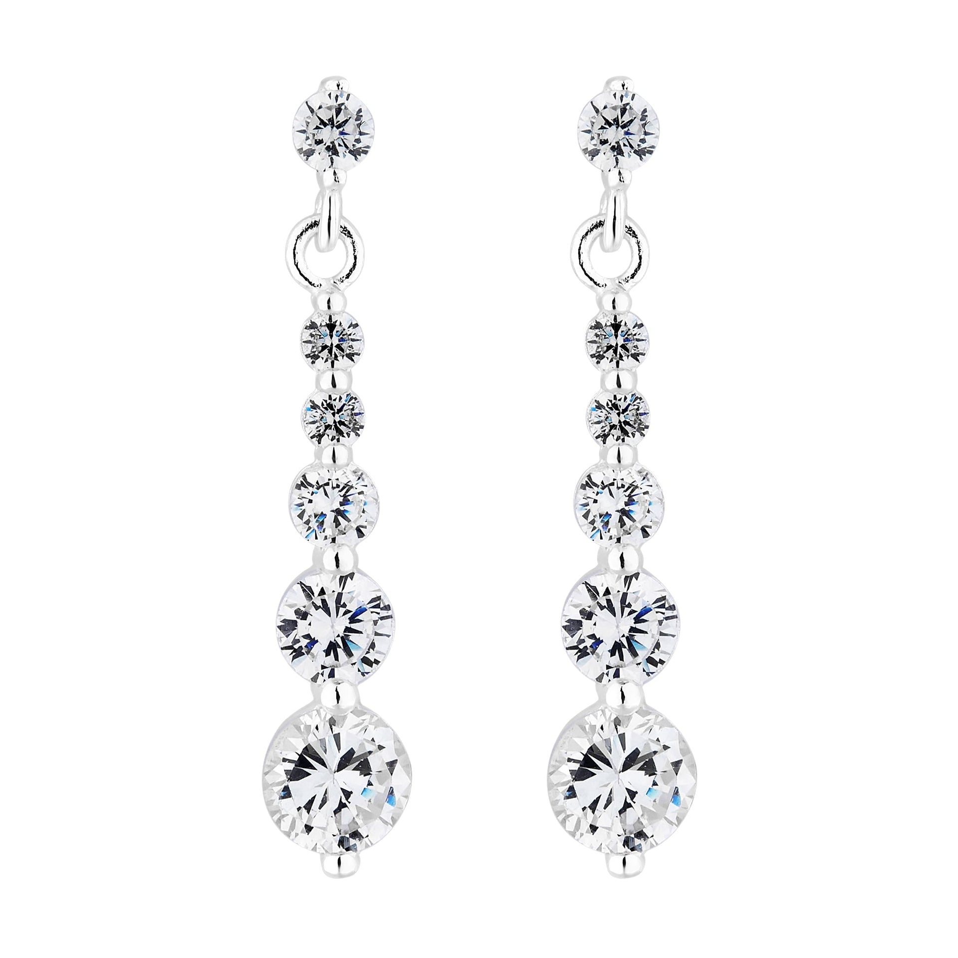 Sterling 925 Cubic Zirconia Graduated Drop Earring