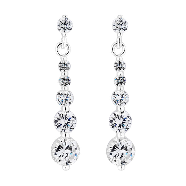 Sterling Silver 925 Cubic Zirconia Graduated Drop Earring