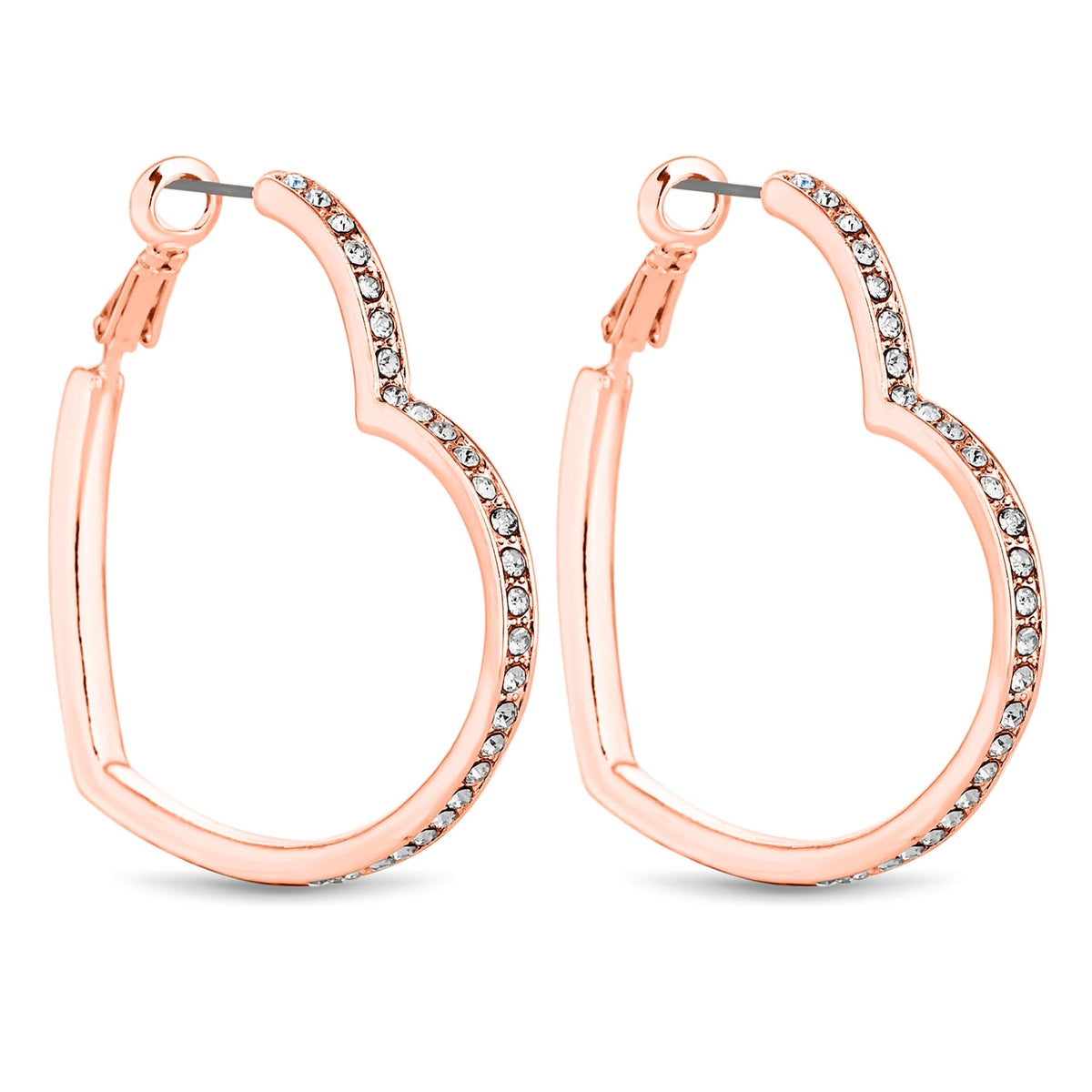 Rose Gold Crystal Heart Hoop Earring