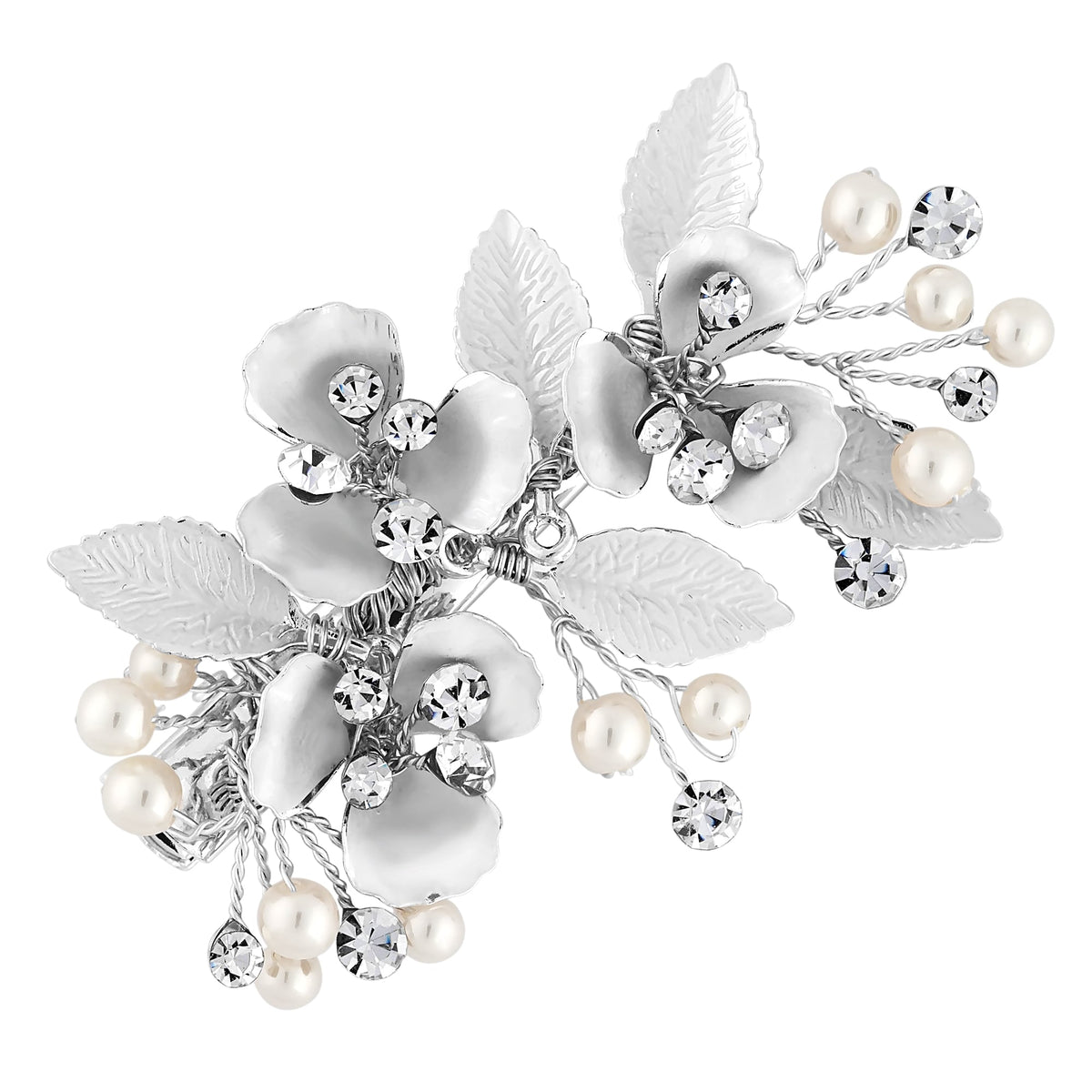 Greta Painted Silver Leaf Scatter Crystal Clip