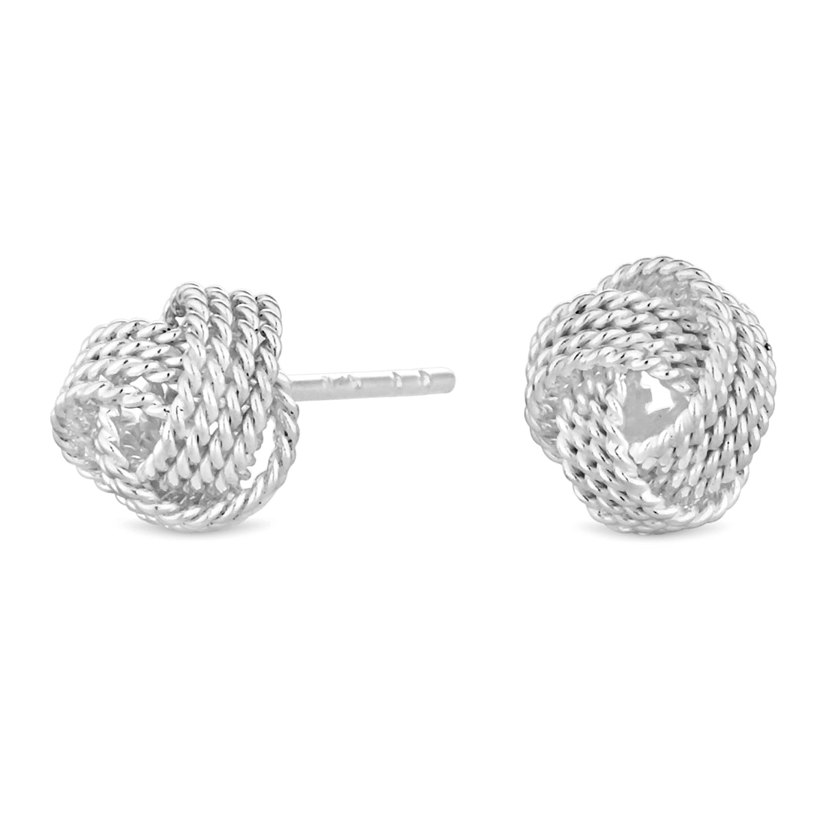 Sterling 925 Mesh Knot 4mm Stud Earrings