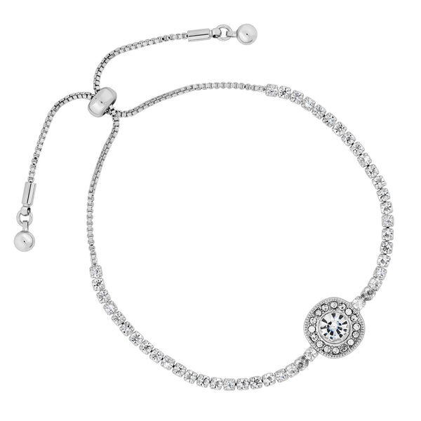 Silver Plated Crystal Halo Toggle Bracelet