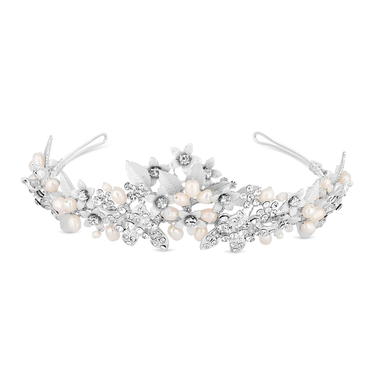 Silver Crystal And Pearl Tiara