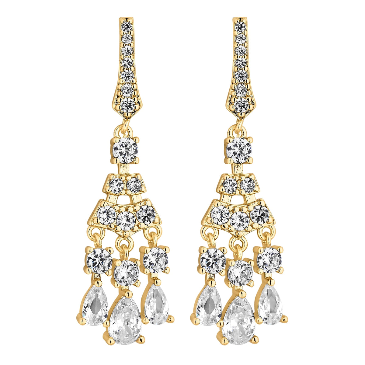 Gold Plated Crystal Chandelier Drop Earring