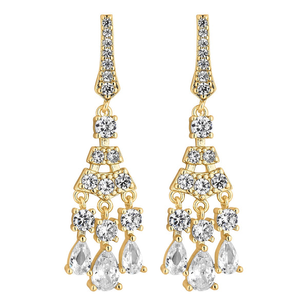 Gold Plated Crystal Chandelier Drop Earring