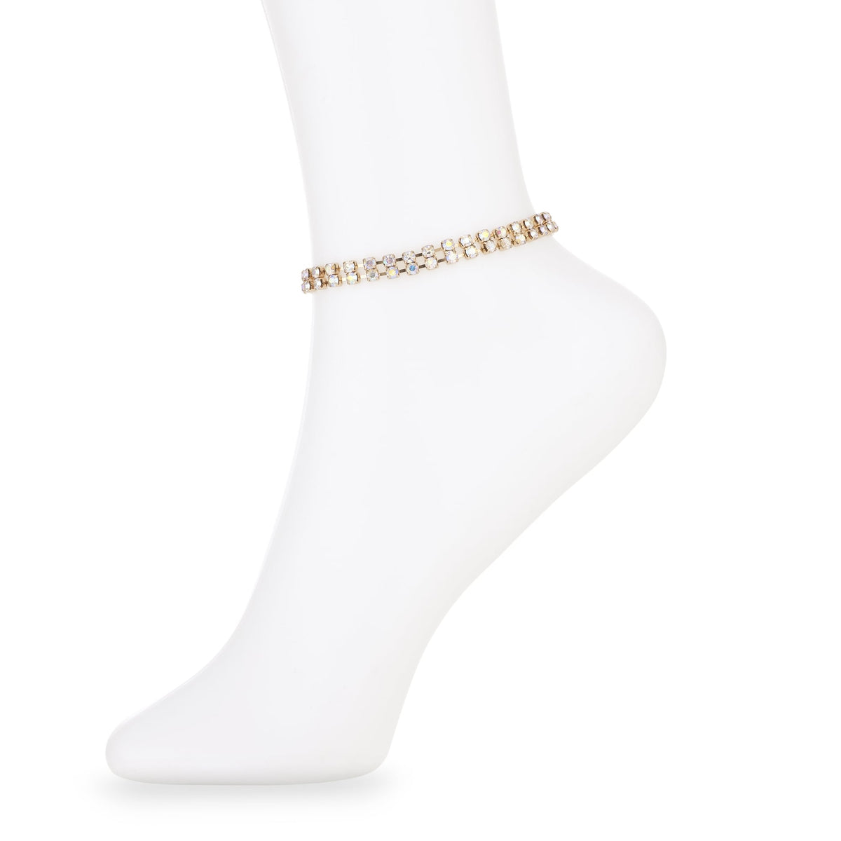 Rose Gold Double Row Crystal Anklet