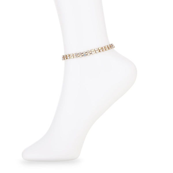 Rose Gold Double Row Crystal Anklet