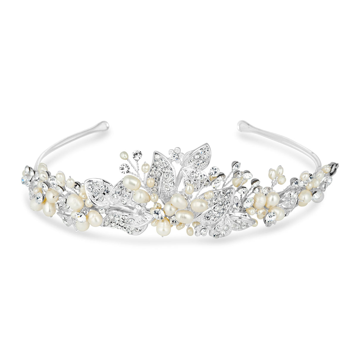 Jon Richard Freshwater Pearl and Crystal Leaf Hand Wrapped Tiara