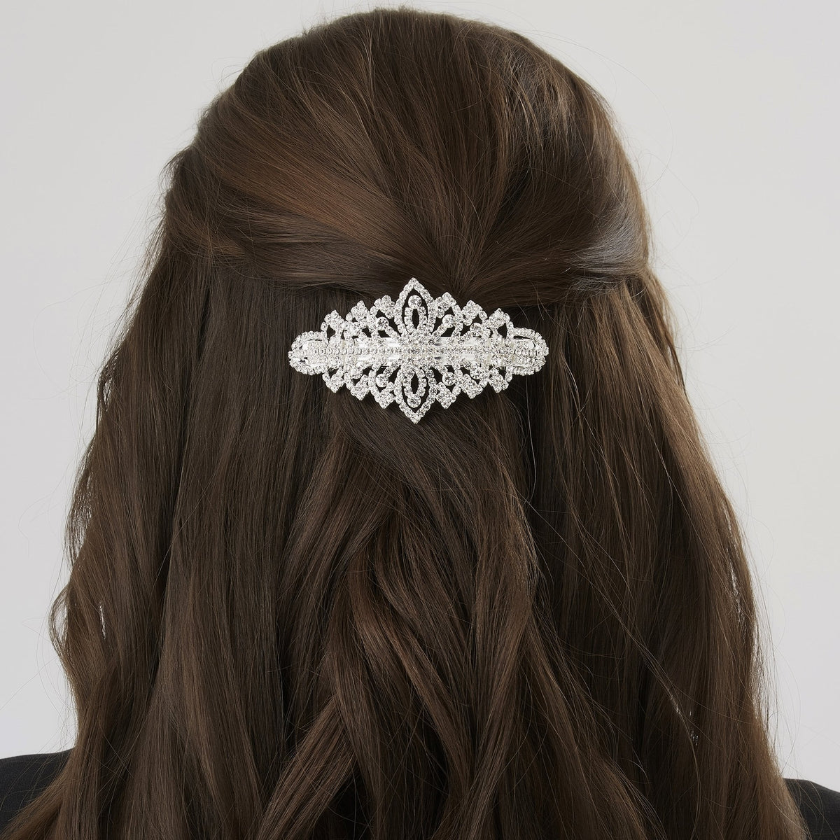Silver Crystal Ornate Hair Clip