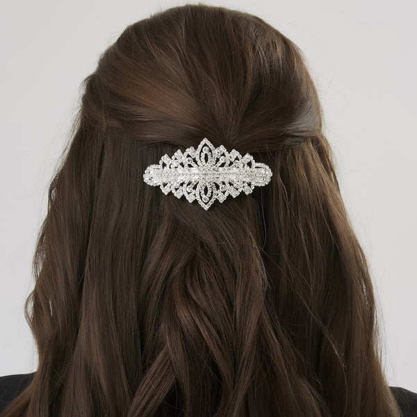 Silver Crystal Ornate Hair Clip