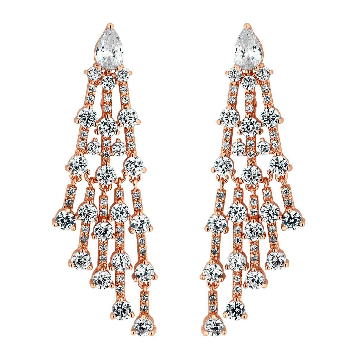 Rose Gold Cubic Zirconia Statement Drop Earring