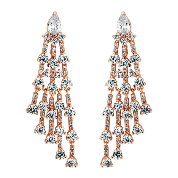 Rose Gold Cubic Zirconia Statement Drop Earring