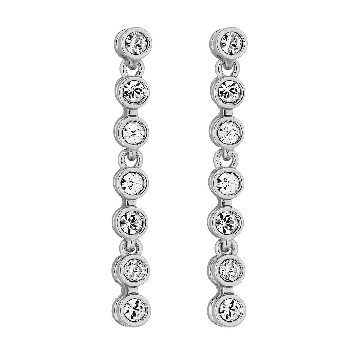 Jon Richard Radiance Collection Silver Plated Tennis Crystal Drop Earrings