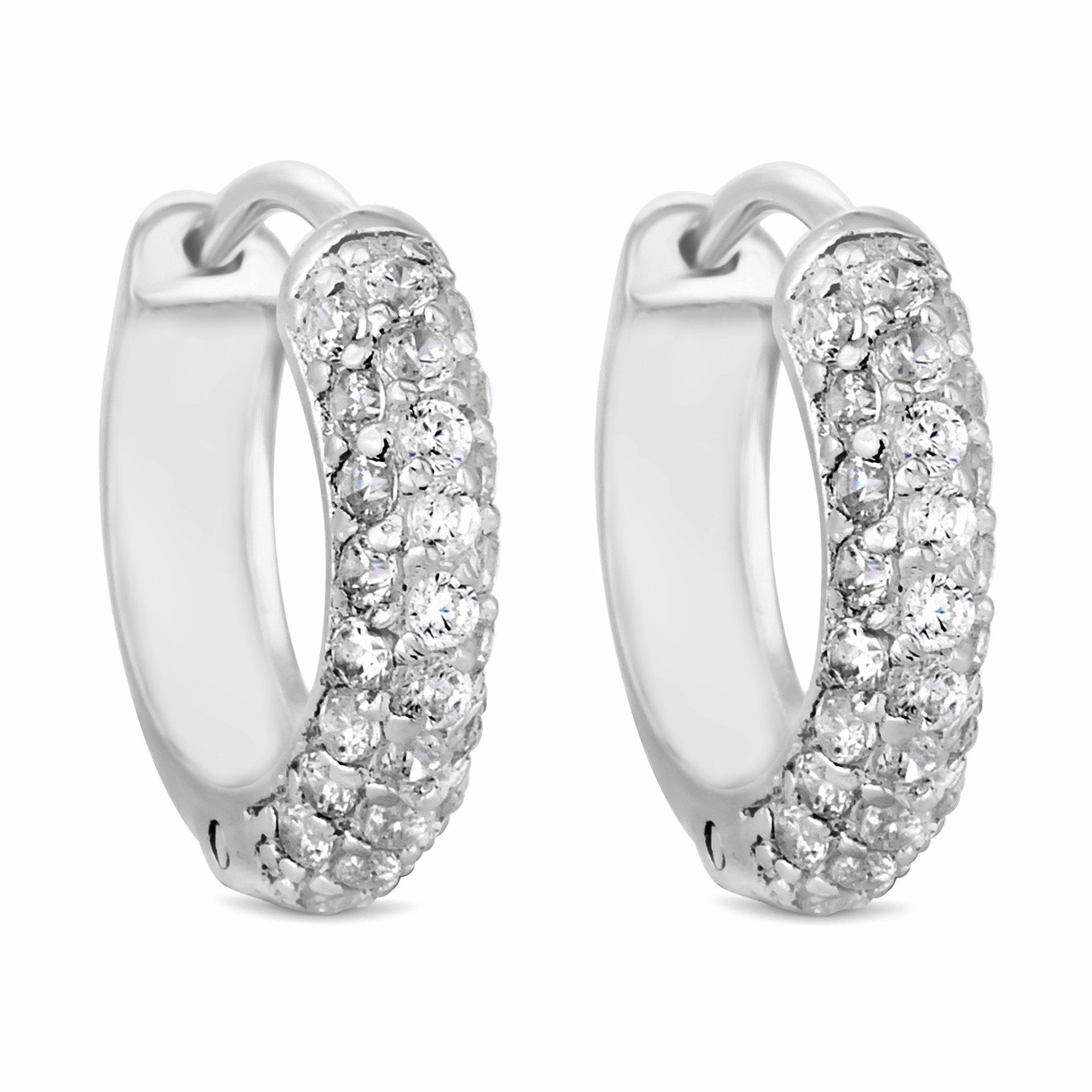 Sterling 925 Cubic Zirconia Pave Hoop Earring
