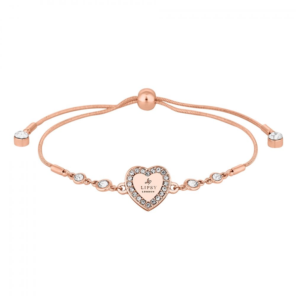 Rose Gold Crystal Heart Toggle Bracelet