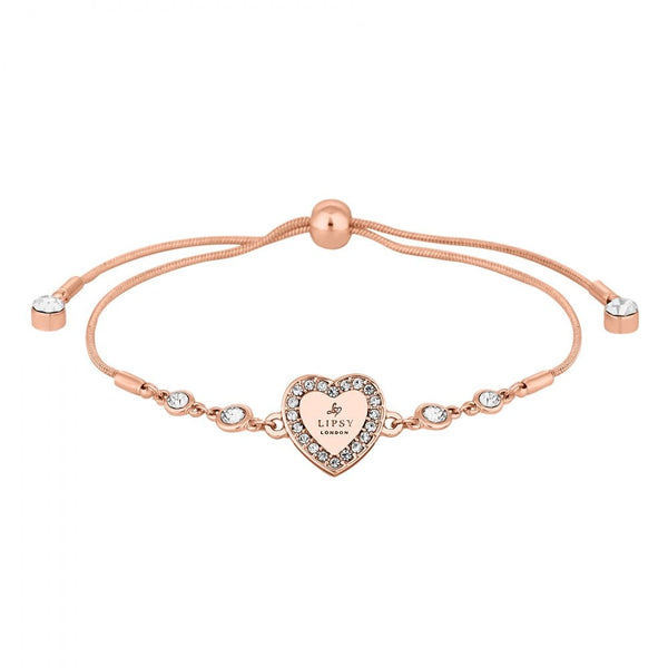 Rose Gold Crystal Heart Toggle Bracelet