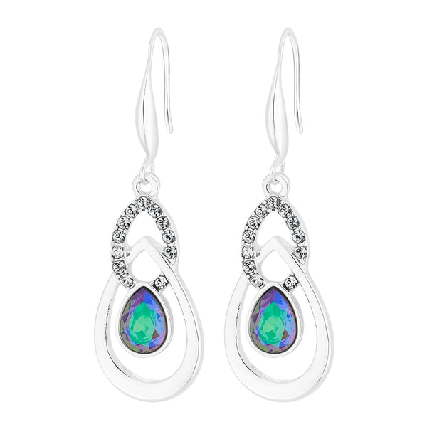 Silver plated crystal paradise purple tonal polished drop earring
