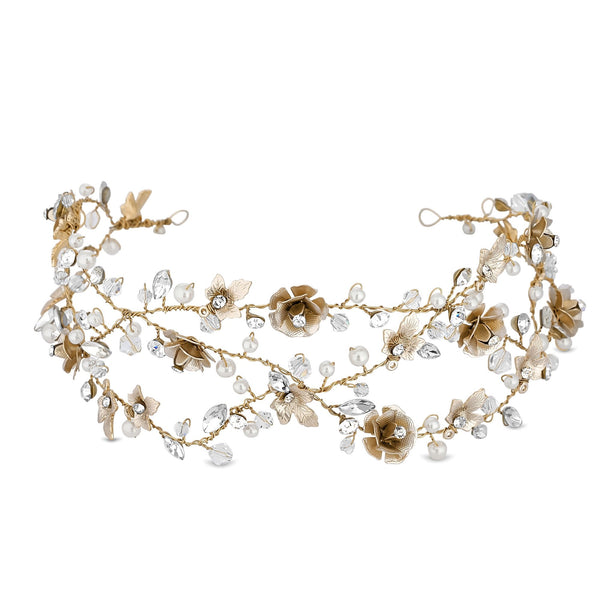 Jon Richard Gold Plated Sienna Gold Floral Hair Vine - Gift Pouch