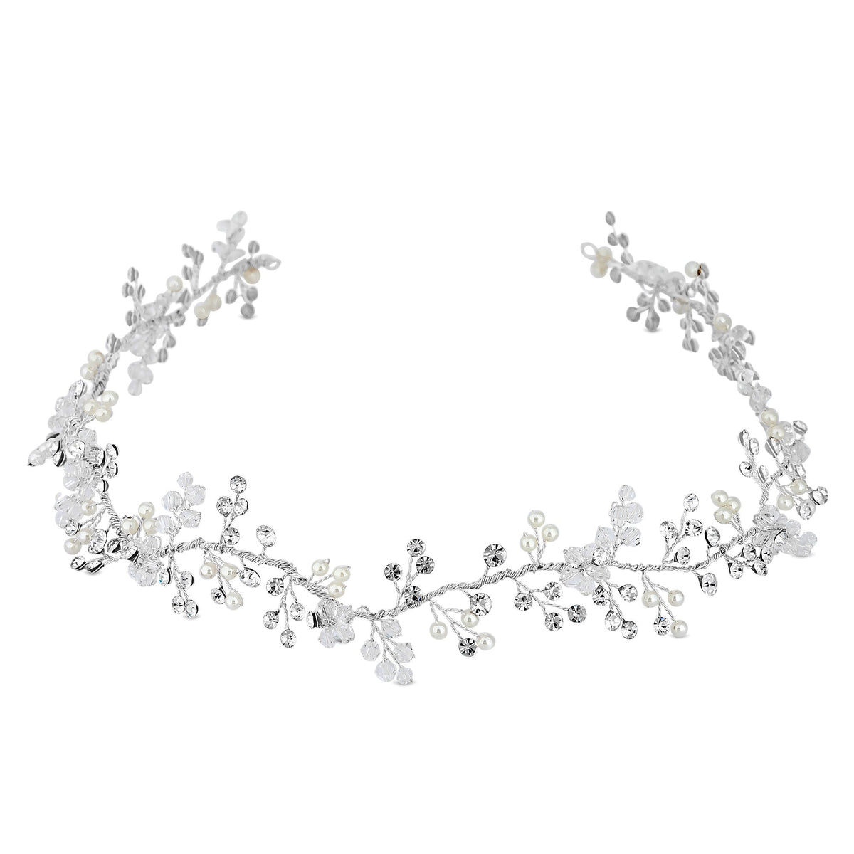 Plated Lydia Statement Pearl Crystal Hair Vine Gift Pouch