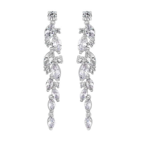 Silver Plated Clear Navette Charlotte Drop Earring