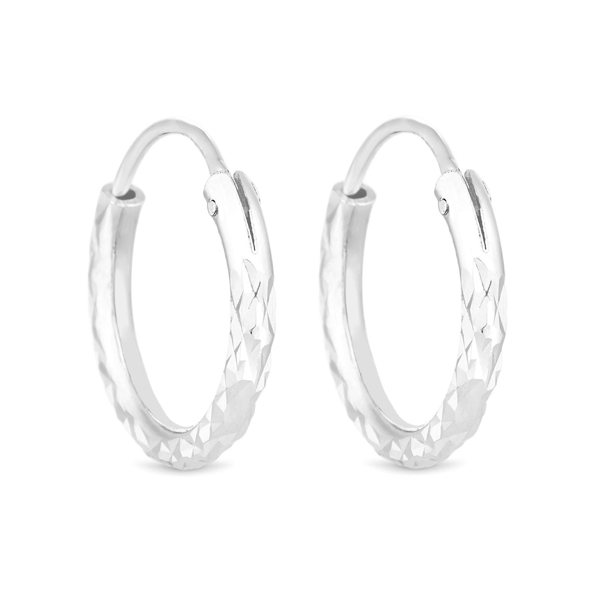 Sterling 925 Mini Diamond Cut Hoop Earring