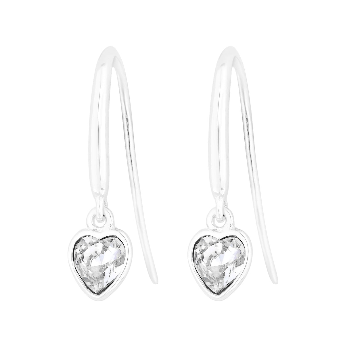 Sterling 925 clear heart drop earring