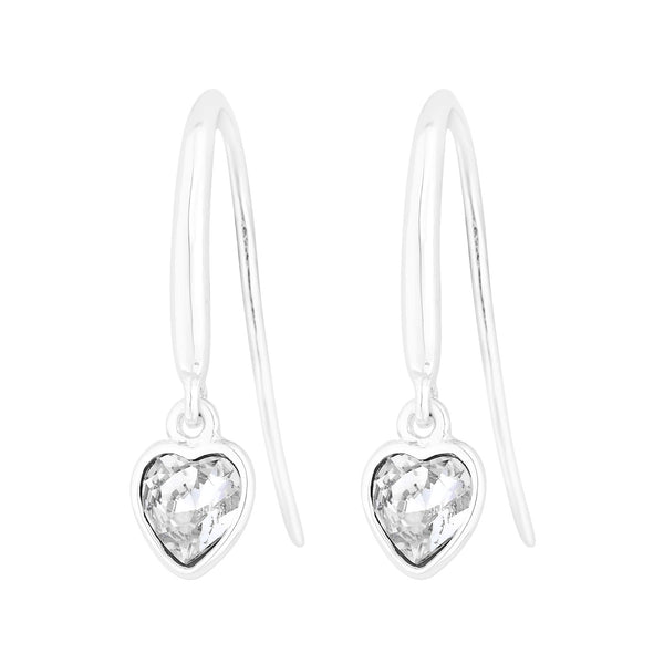 Sterling silver 925 clear heart drop earring