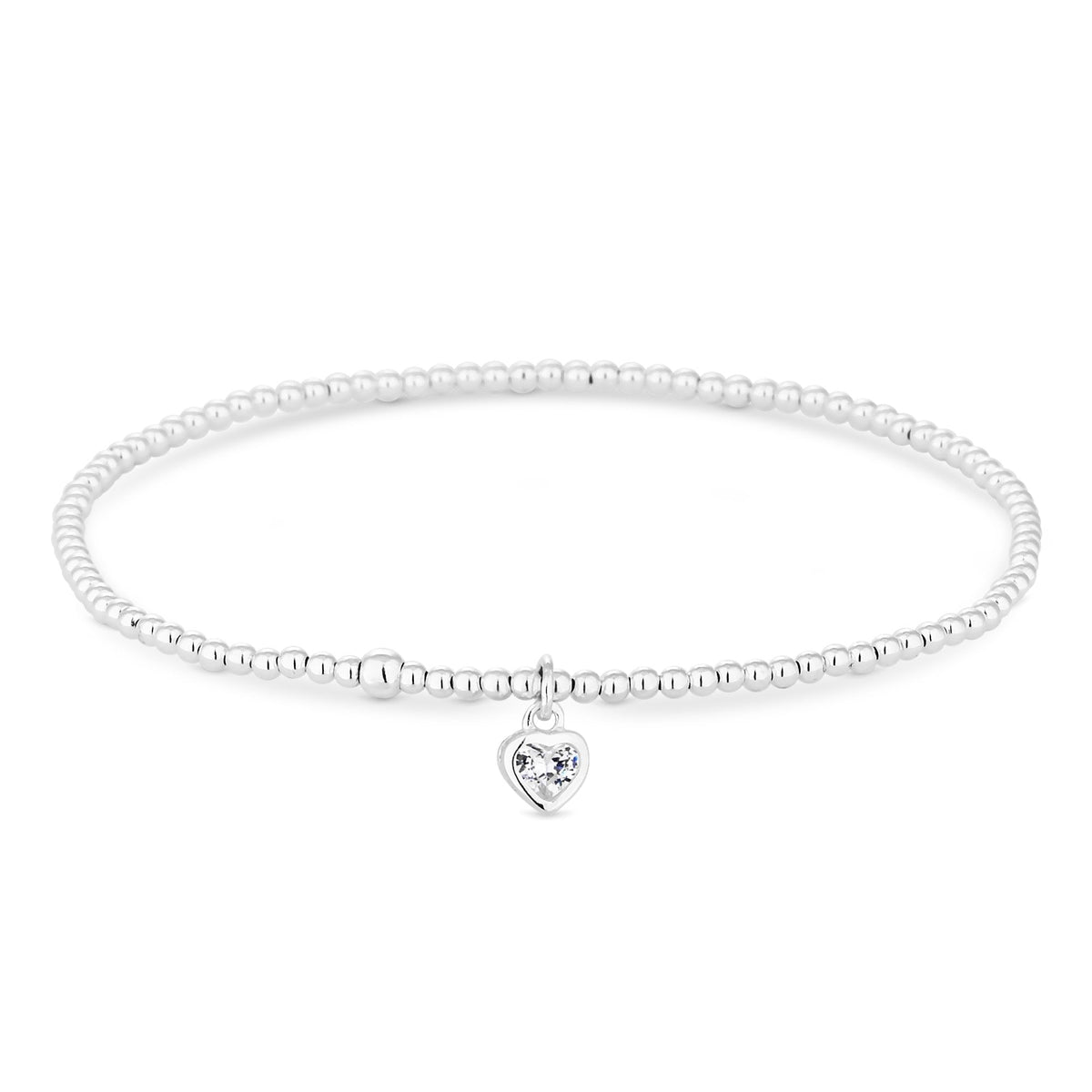 Sterling 925 Cubic Zirconia Heart Stretch Bracelet