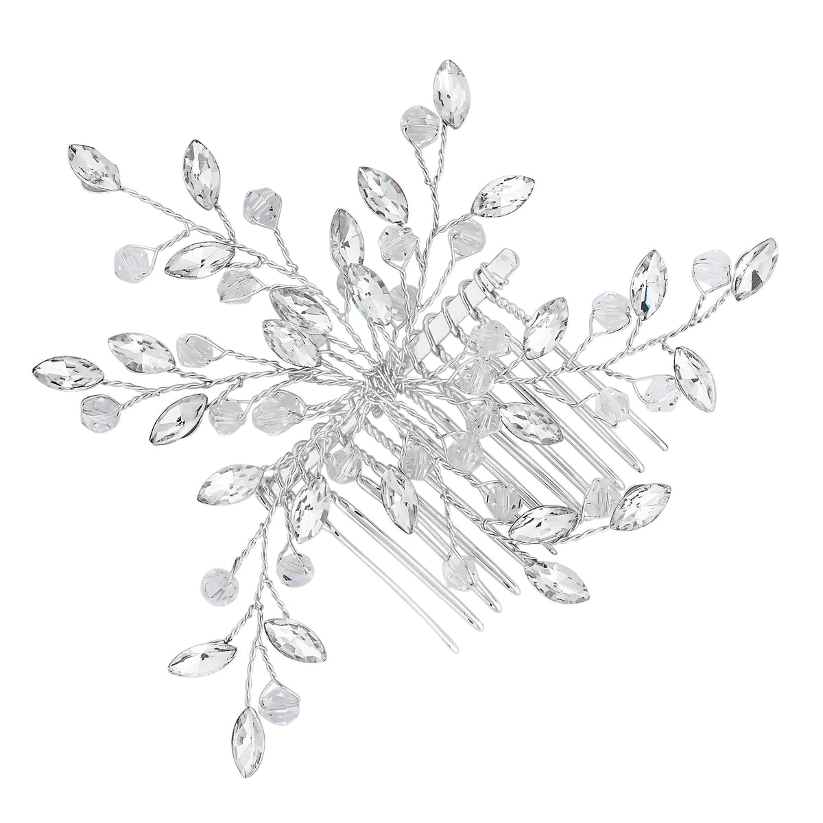 Plated Thea Clear Crystal Bead Spray Hair Comb Gift Pouch