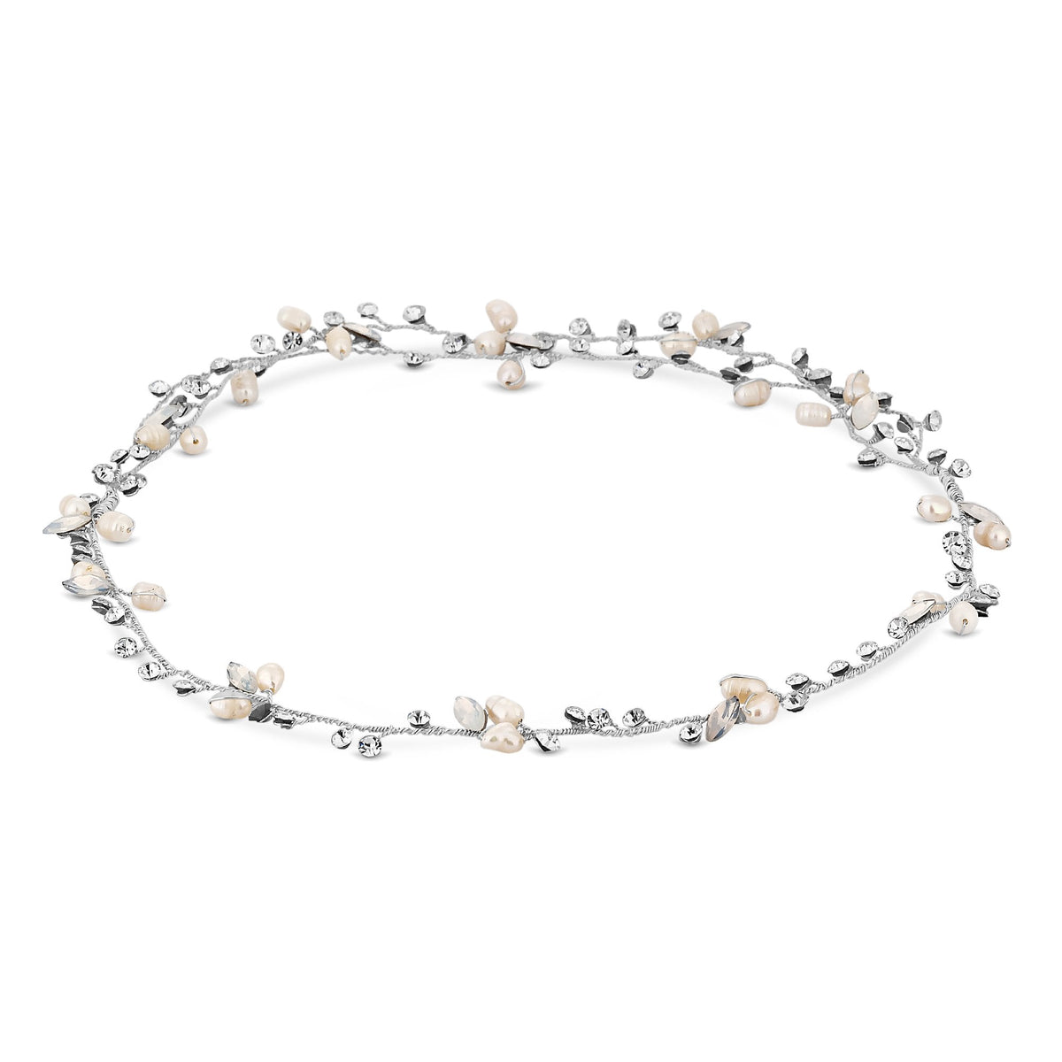 Silver Plated Clear Crystal Hair Halo - Gift Pouch