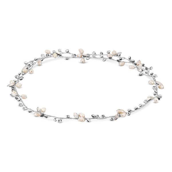 Silver Plated Clear Crystal Hair Halo - Gift Pouch