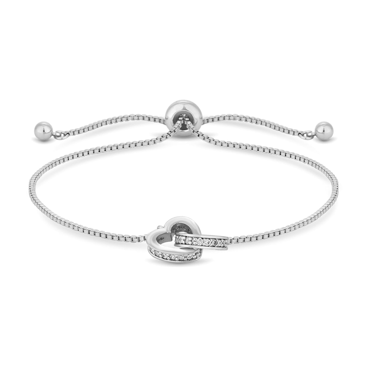Plated Clear Crystal Heart Bracelet