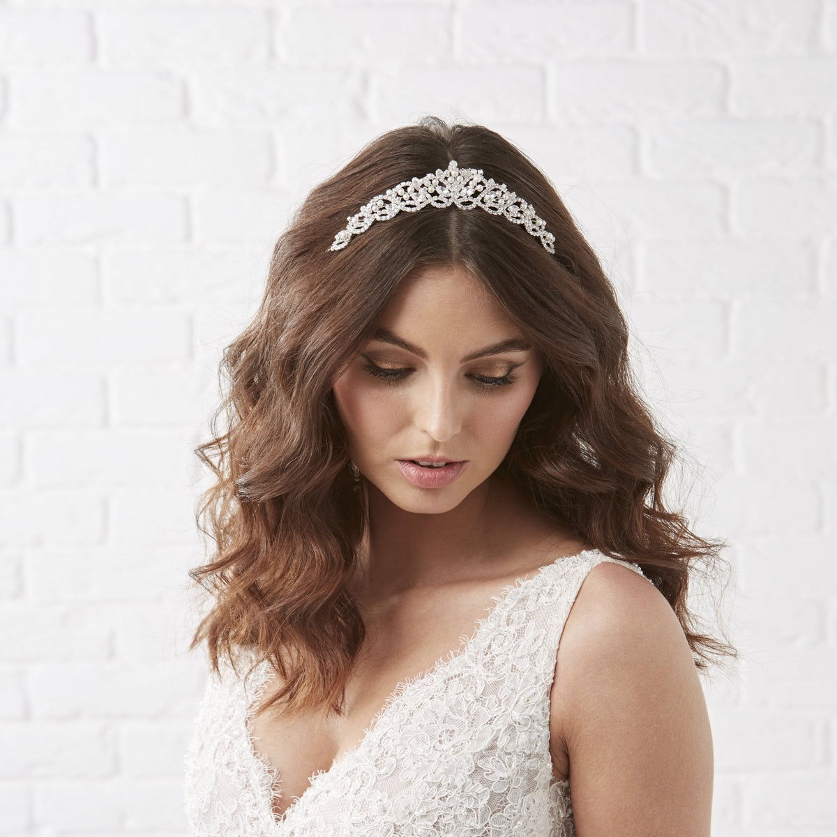Clio Raised Diamond Pearl Tiara -  Gift Pouch