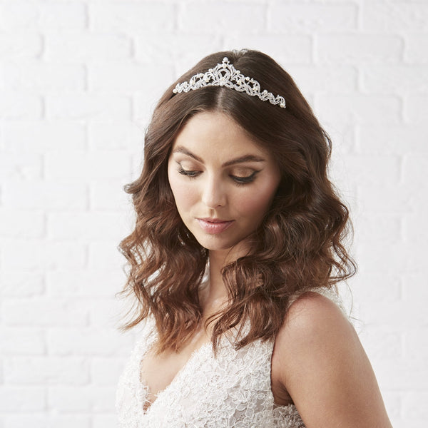 Silver Pearl And Crystal Isabella Swirl Tiara - Gift Pouch