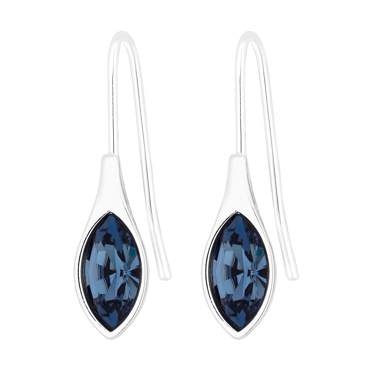 Radiance Collection Silver Plated Denim Blue Polished Drop Earrings